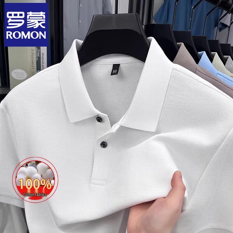 Romon Men s Pure Cotton Wrinkle-Free Polo Shirt 3XL