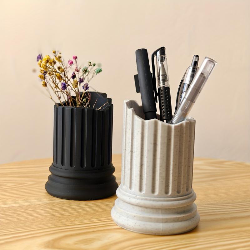 Ancient Greek Style Roman Pillar Pen Holder Roman Column Stone Pillar Pencil Holder Irregular Storage Box Makeup Brush Container