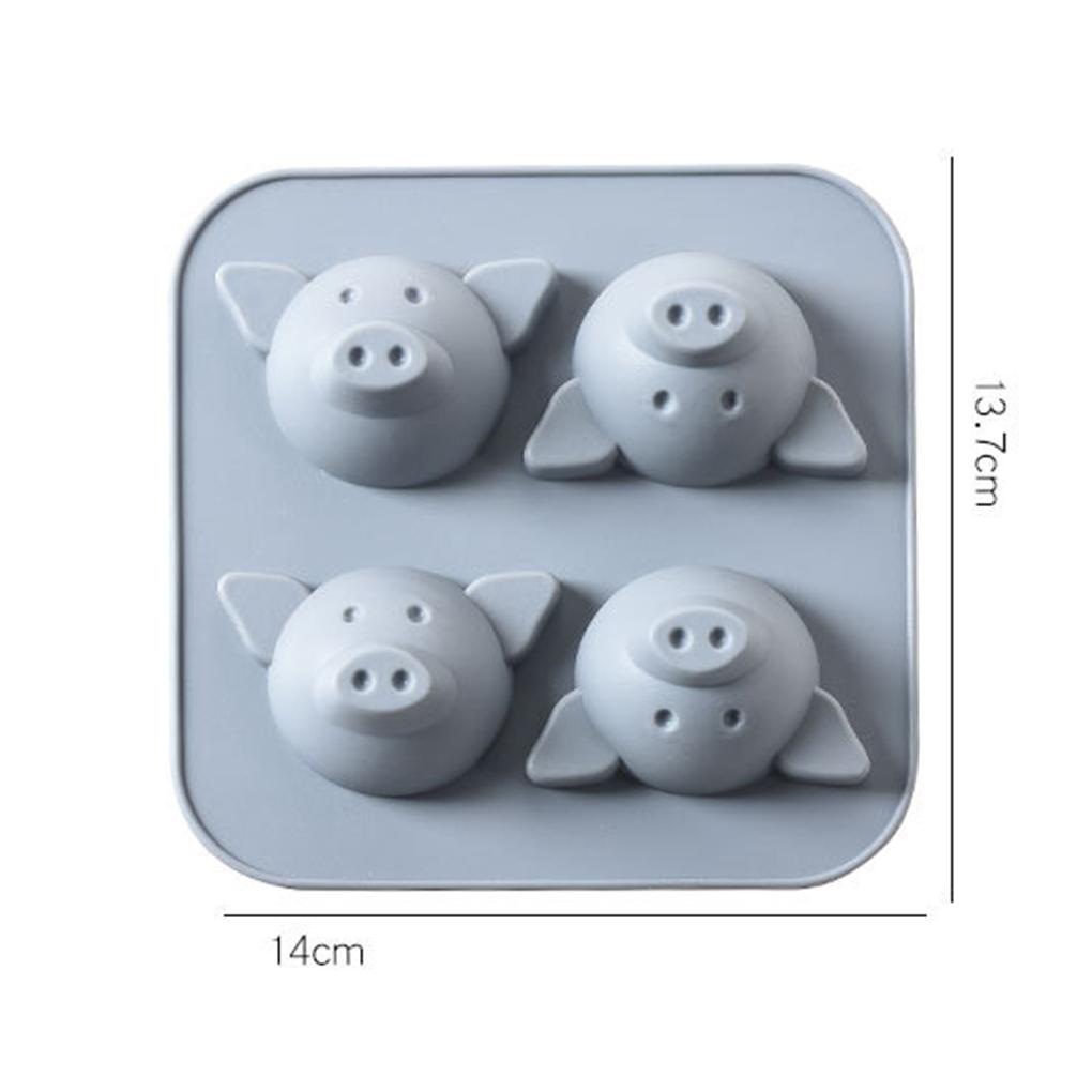 Kakiyi 4 Hole Cartoon Pig Animal Cake Mold Silica Gel Mould Bakeware Baking DIY Tools Accessories Fondant