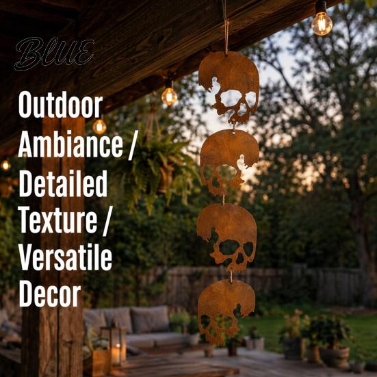 Classic Halloween Yard Decoration Skull Hanging Ornaments Metal Garden Sign Decorative Smooth Finish Decor Shaped Tags for Indoor Outdoor Anti-rust