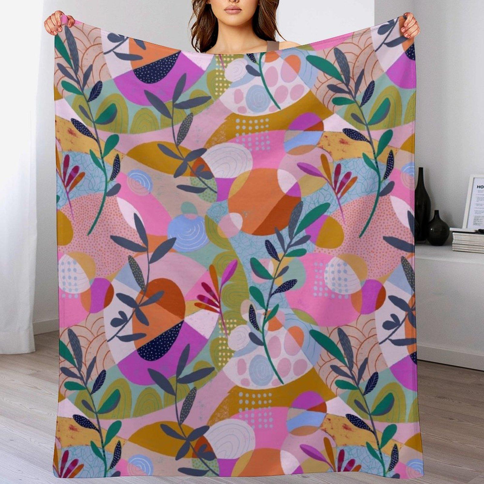 Pink Abstract Throw Blanket Warm Plush Fuzzy Blanket for Living Room 102x76cm(40x30in)