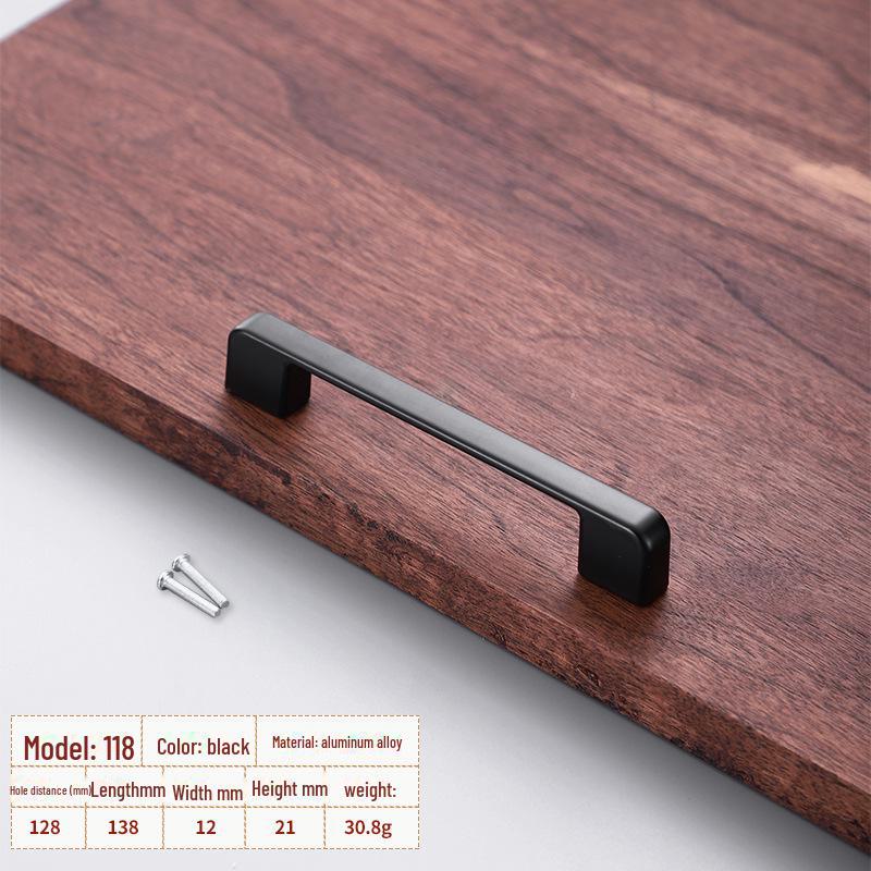 Black Aluminum Alloy European-Style Drawer & Cabinet Handle