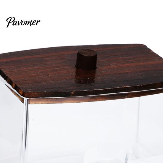 Jewelry Storage Box with Bamboo Lid Dustproof Moisture Resistant Clear Transparent Acrylic Case Container Cotton Swabs Dental Floss Organizer
