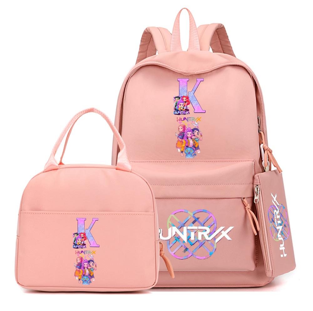 3Pcs/set English Letter A-Z Printed Backpack for Children Student Schoolbag Girl Kid Gift Women Large Capacity Travel Bag