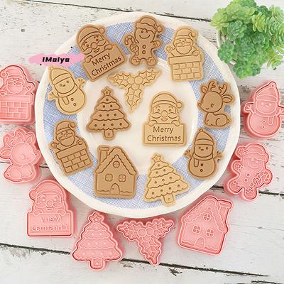 8Pcs 3D Christmas Cookie Cutters Set Holiday Shapes with Santa Christmas Tree House Deer - Christmas Party Decoration Cutters