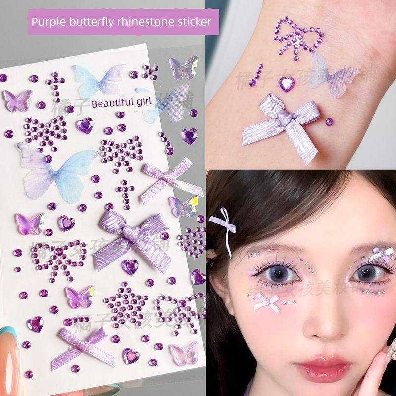 Music Festival Makeup Face Pasters Butterfly Ornament Star Moon Stick-on Crystals Concert Face Sticker Ornament Ornament Rhinestone Bright Diamond