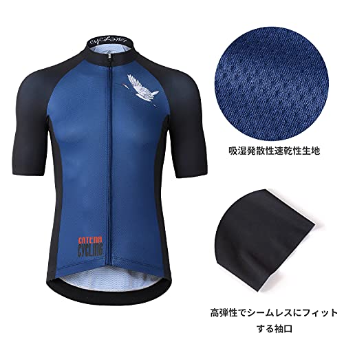 CATENA Men's Short Sleeve Cycling Jersey, Moisture-Wicking, Quick-Drying, Breathable (Blue, Size S)