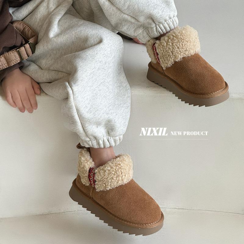 New winter children's snow boots, frosted lambswool boots, fleece thickened warm boots for boys and girls