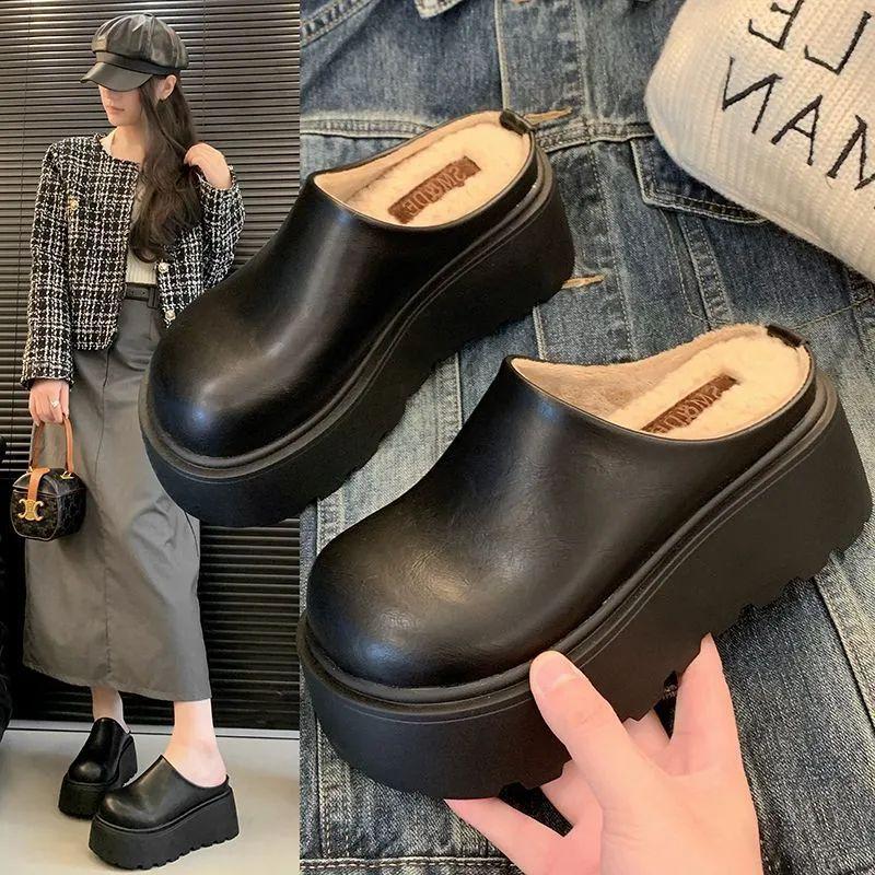 Bread Shoes Autumn New Bag Head Half Slippers 2025 Lazy Pedal Versatile Thin Slippers Thick-soled Outer Wear