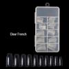 100-Piece Transparent Full & Half Cover Fake Nail Tips - Crystal French Style