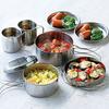 Kakusei Outdoor Cooker Round Type 8-Piece Set Stainless Steel Pot Frying Pan Plate Mug Direct Flame Compact Storage Bag Camping SOLA PP-02