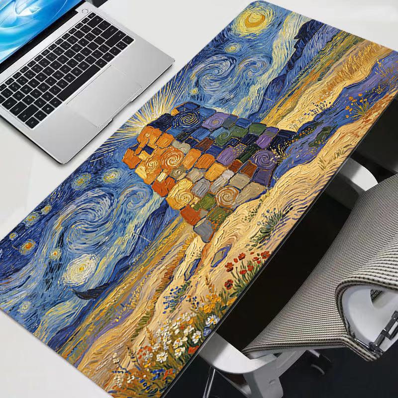 Large Gaming Mouse Pad Anime Pc Abstract Oil Painting Computer Gamer Desk Mat For Cs Go Lol Xxl Laptop Kawaii Mousepad