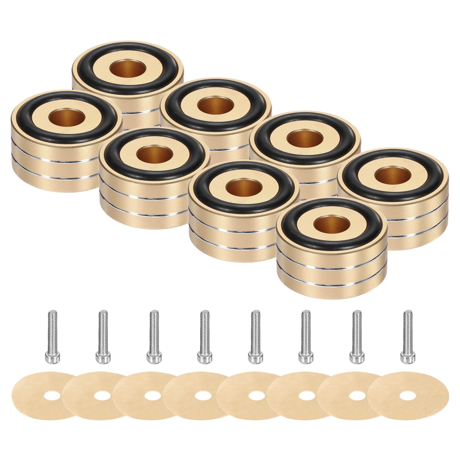 uxcell 8 шт. Изоляционные подкладки для сабвуфера, 40x20 мм, Изоляционные ножки для динамиков, Изоляционные подкладки для студийных мониторов для проигрывателя, Винт M4, Золото
