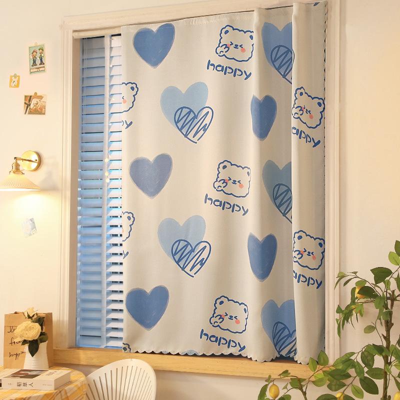 Velcro Curtains, Korean Cartoon Internet Celebrity Rental House Heat Insulation Light Blackout Cloth