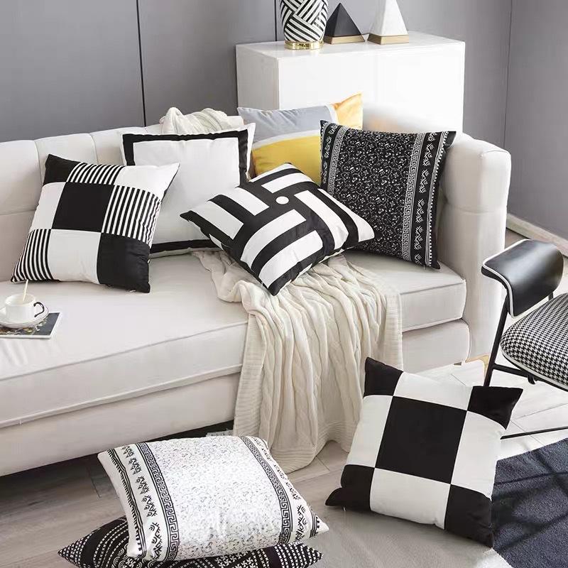 Modern Simple Black and White Geometric Pillow Case Home Sofa Pillow Cushion Cover