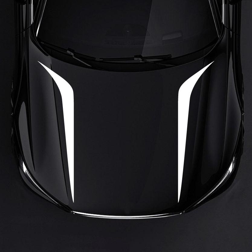 2pcs Car Stickers Striped Engine Hood Body Vinyl Decals Hood Cover Stickers New Professional Universal Styling Auto Decoration