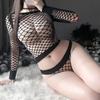 Sexy Black Fishnet Erotic Lingerie Underwear Elasticity Spandex Hot Women Costumes For Mesh Two Pcs Set Fishnet Stocking New