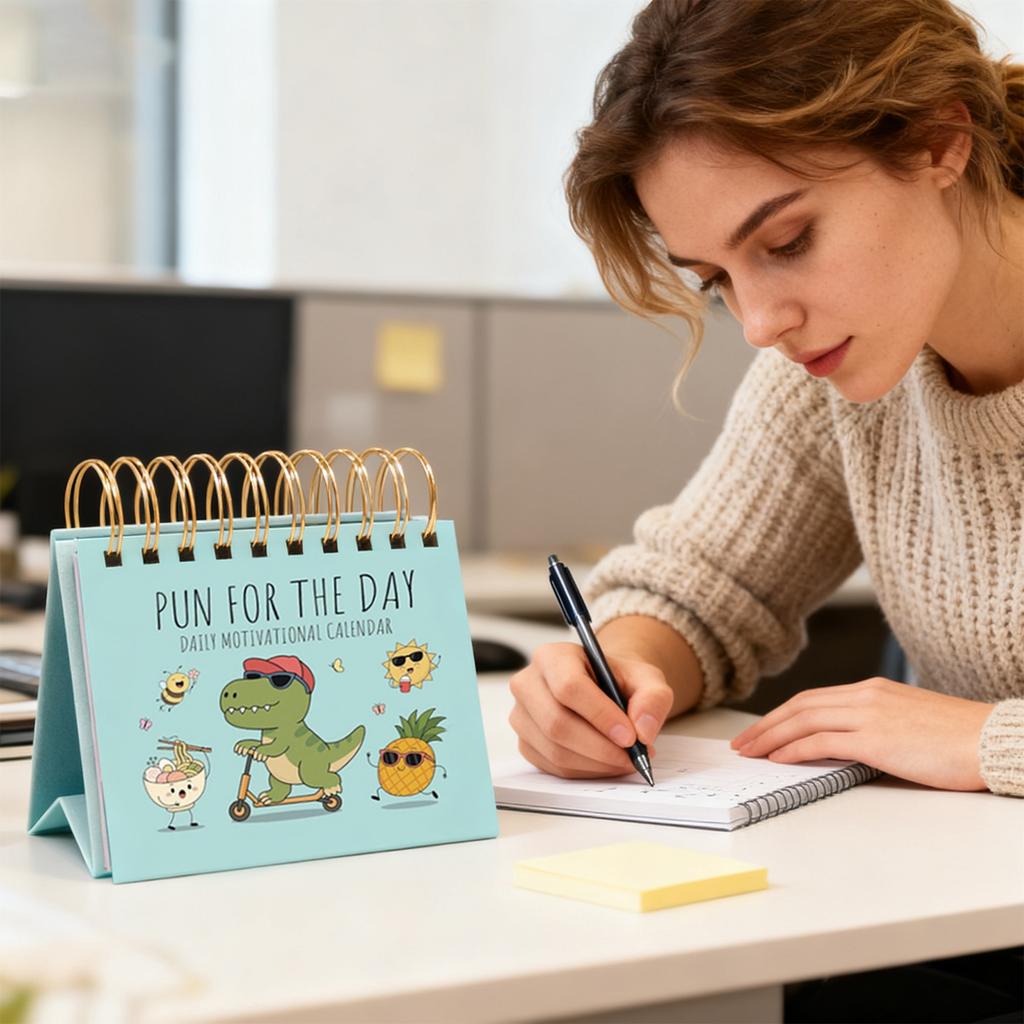 Funny Pun Flip Calendar - Daily Tear-Off Desk Calendar With 365 New Puns & Jokes - Humor Gift For Friends, Family, Coworkers - Punny Christmas Gift