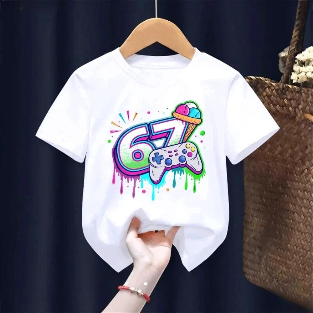Summer Game Six Seven 67 Printed Children's T Shirt Fashion Casual Girls and Boys Short Sleeve Shirt Funny Kids Clothes Tee Top