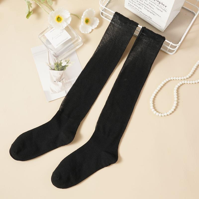 

Женские гольфы до икры в балетном стиле, однотонные, в японском стиле, простые, тонкие, дышащие, хлопковые чулки One size чёрный