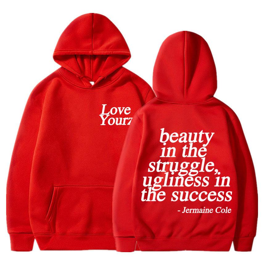 J Cole Dreamville Love Yourz Lyrics Print Hooded Vintage Fashion Sweatshirt Men Women Oversized Loose Hoodie Harajuku Streetwear
