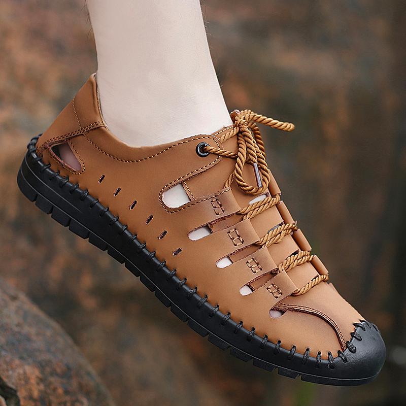 Summer Sandals Men Outdoor Hiking Shoes For Men Classic Casual Leather Sandals Male Large Size 47 Good Quality