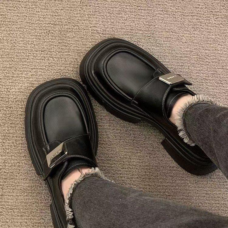 

Универсальные маленькие кожаные туфли в стиле колледжа женские 2025 весна новая работа лоферы Мэри Джейн туфли на платформе в британском стиле 41