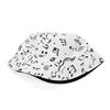 Módní bílé klobouky bucket s hudebním motivem, sluneční klobouky, hip hop pánské dámské rybářské klobouky