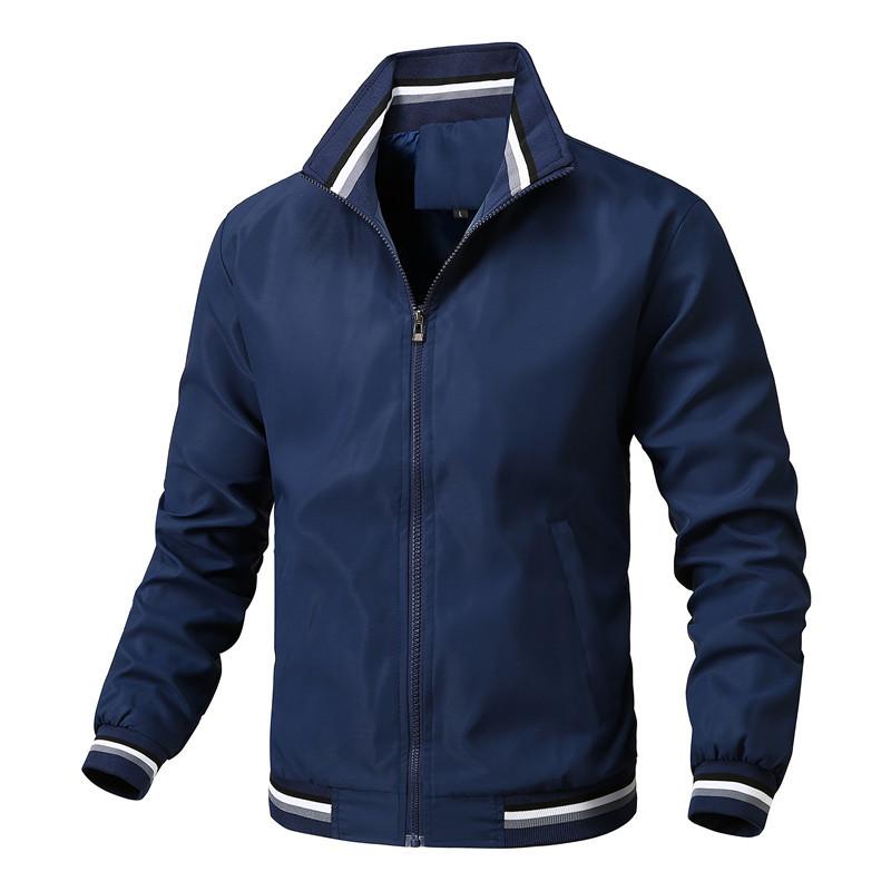 Men's Jacket Spring Jacket Men's Zipper White Baseball Youth Unhooded Casual