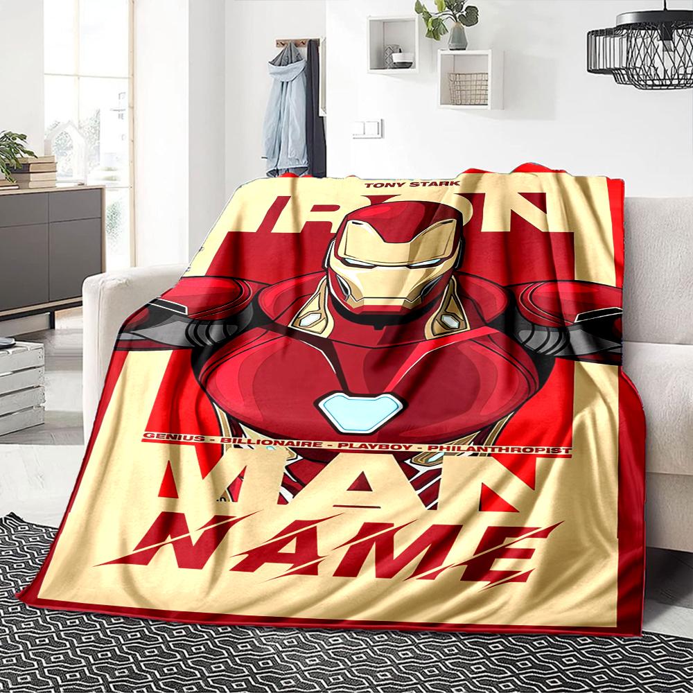 Custom Name Iron Man: Hero's Journey Blanket for Couch & Bed, Plush Cozy Fuzzy Blanket Super Soft & Warm Blankets for Fall and Winter. 090810
