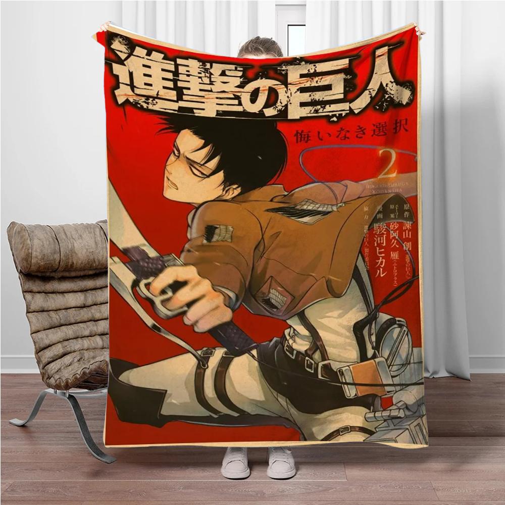 Vintage Japanese Anime Attack-on-Titan Flannel Blanket Soft Warm Throw Nap Blanket For Sofa Office Bed Office Camping Travelling