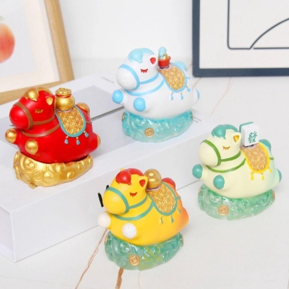 Rotatable Pony Ornament Kawaii Horse Mascot DIY Craft Zodiac Horse Figurines  Desktop Display