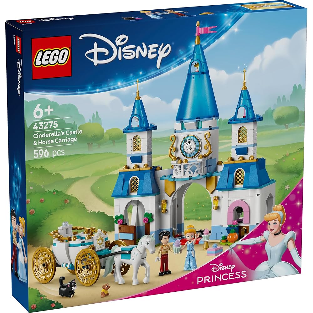 LEGO Disney Princess Cinderella Castle and Carriage Toy Set Building Blocks for Kids Ages 6-9