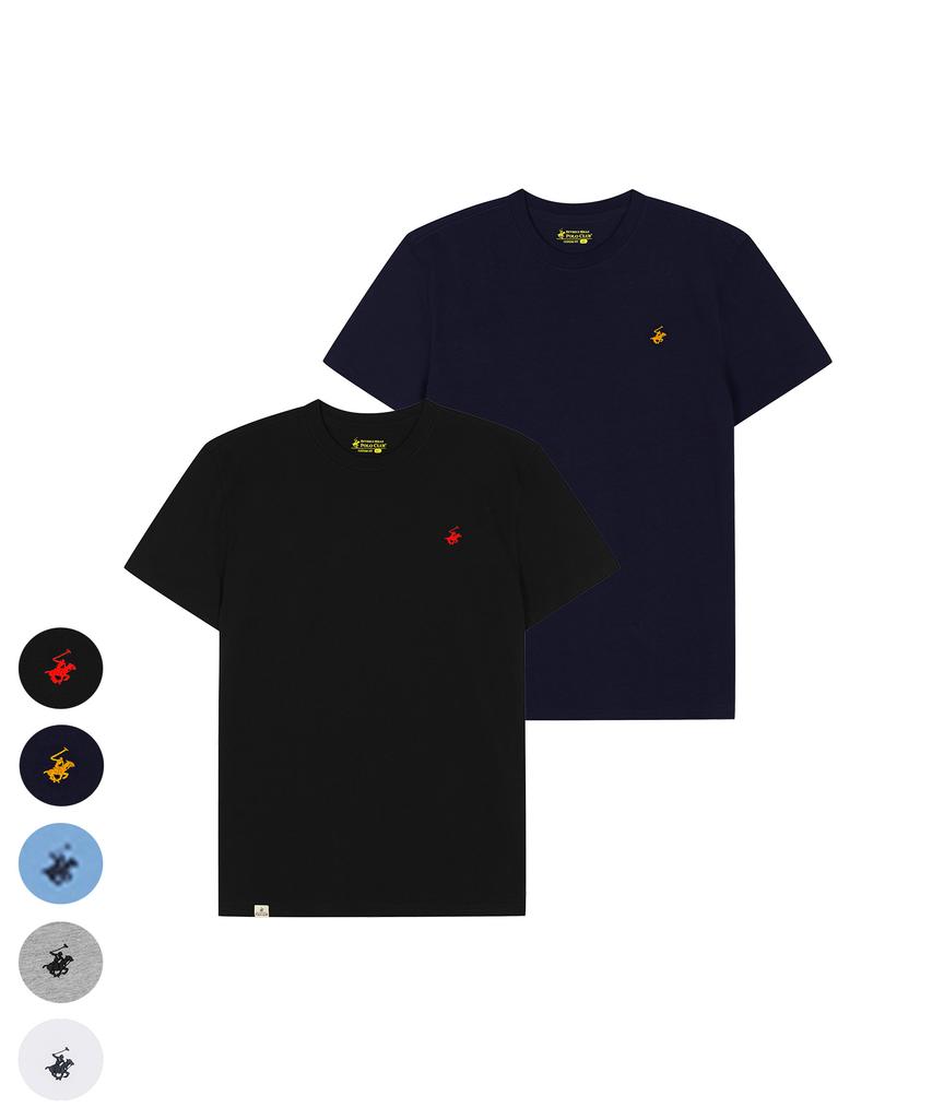 BHPOLOCLUB [2Pack] Men'S Pure Cotton Short Sleeve T-Shirt 5 Colors Ts003 (Type A)