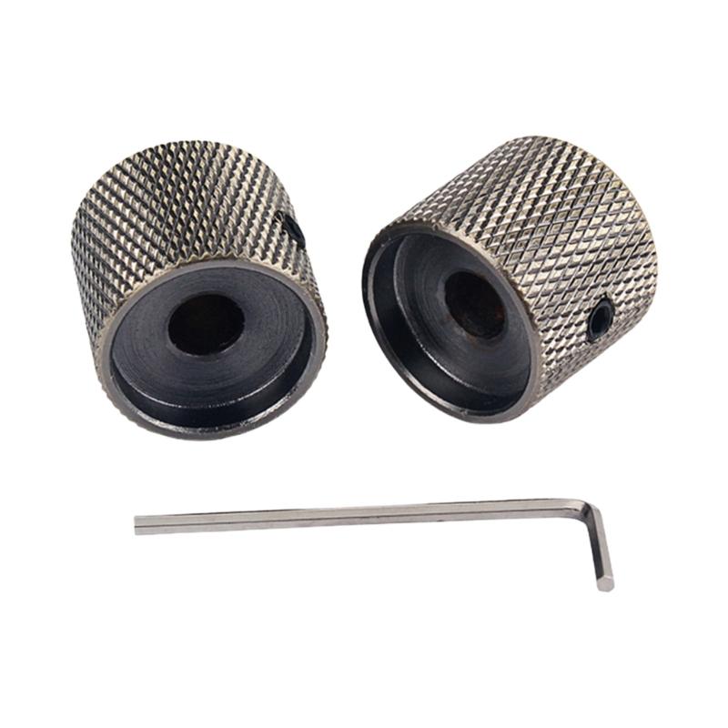 2Pcs Metal Guitar Tone Volumes Knob Replacement Potentiometer Control Knobs Electric Guitar Bass Dome Knobs with Hole
