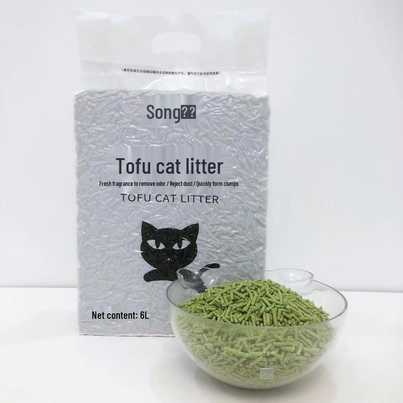 Green Tea Activated Carbon Tofu Cat Litter - 6L, Dust-Free, 2mm, Deodorizing Pet Supplies