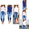 Elegant Ladies Summer Lotus Lace Short Sleeve Casual Shirt Tops Blouse T-shirt