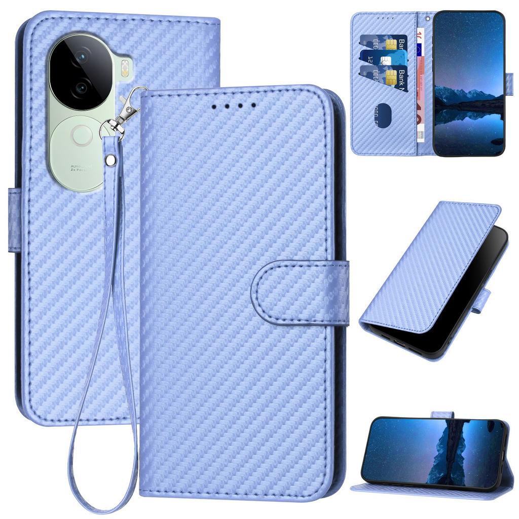 YX0070 For Vivo V40e 5G/iQOO Z9s 5G Wallet Case Carbon Fiber Texture Leather Cell Accessories Phone Cover