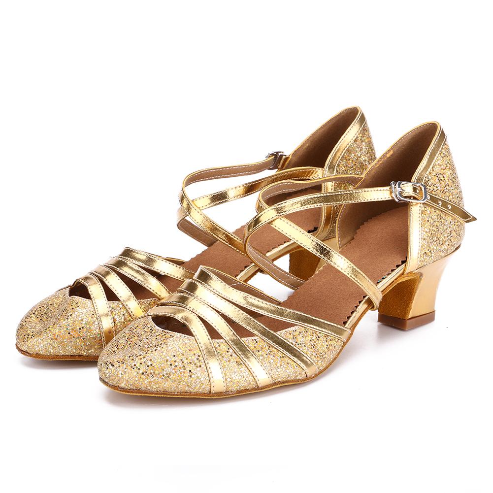 Sequins Women Latin Dance Shoes Waltz Salsa International Standard Dancing Shoes Heel 4cm Indoor