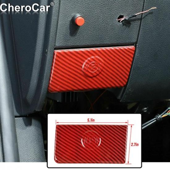 Electronic Handbrake Switch Cover Trim Decor for Dodge Ram 1500 10-17 Red Carbon