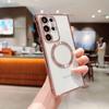 Electroplated transparent magnetic mobile phone case Samsung S23U mobile phone case S24U/S23FE fashion female S21