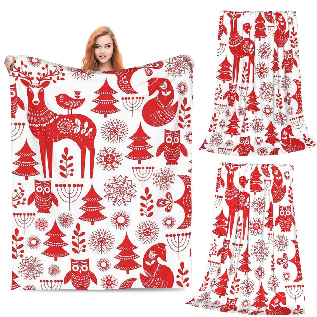 Christmas Snowflake Gingerbread Blanket Soft Warm Flannel Throw Blanket Plush for Bed Living room Picnic Travel Home Couch 80x120cm
