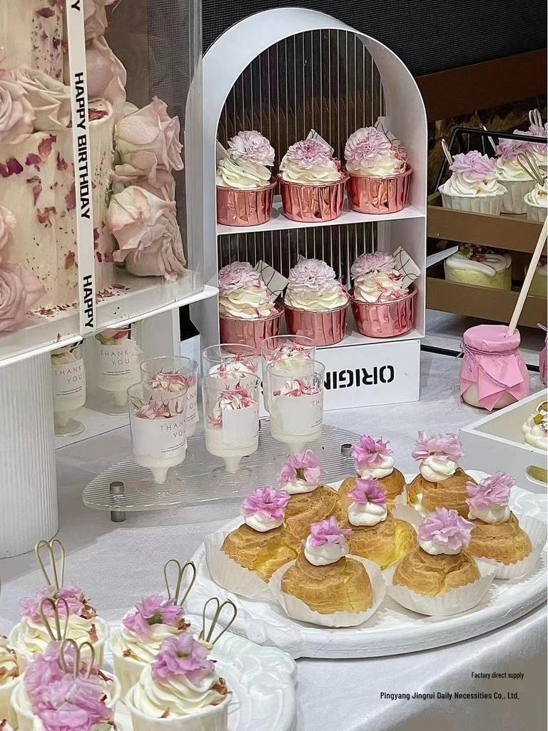 10-Piece White Dessert Display Stand Set: Wooden & Acrylic Tabletop Decoration