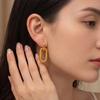 Elegant 18K Gold-Plated Titanium Steel Paperclip Dangle Earrings - Fashionable European & American Luxury Statement Jewelry.