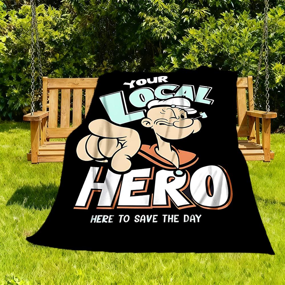 1pc Popeye the Sailor All-Season Comfort, Outdoor Flannel Blanket - Soft, Warm & Cozy for Naps, Camping & Travel 066