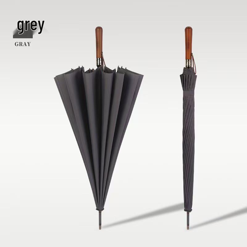 Automatic Wooden Handle Golf Umbrella: Long Handle, Double Person, Sun & Rain Protection, Men's Business Gift, Customizable Advertising.