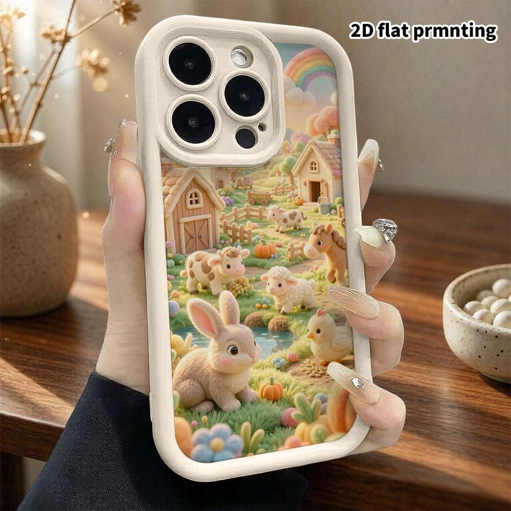 Phone Case: 2D Flat, Suitable for iPhone 18 17 16 15 14 13 12Pro Protective Case, Rainbow Farm, Perfect Christmas and Halloween Holiday Gift