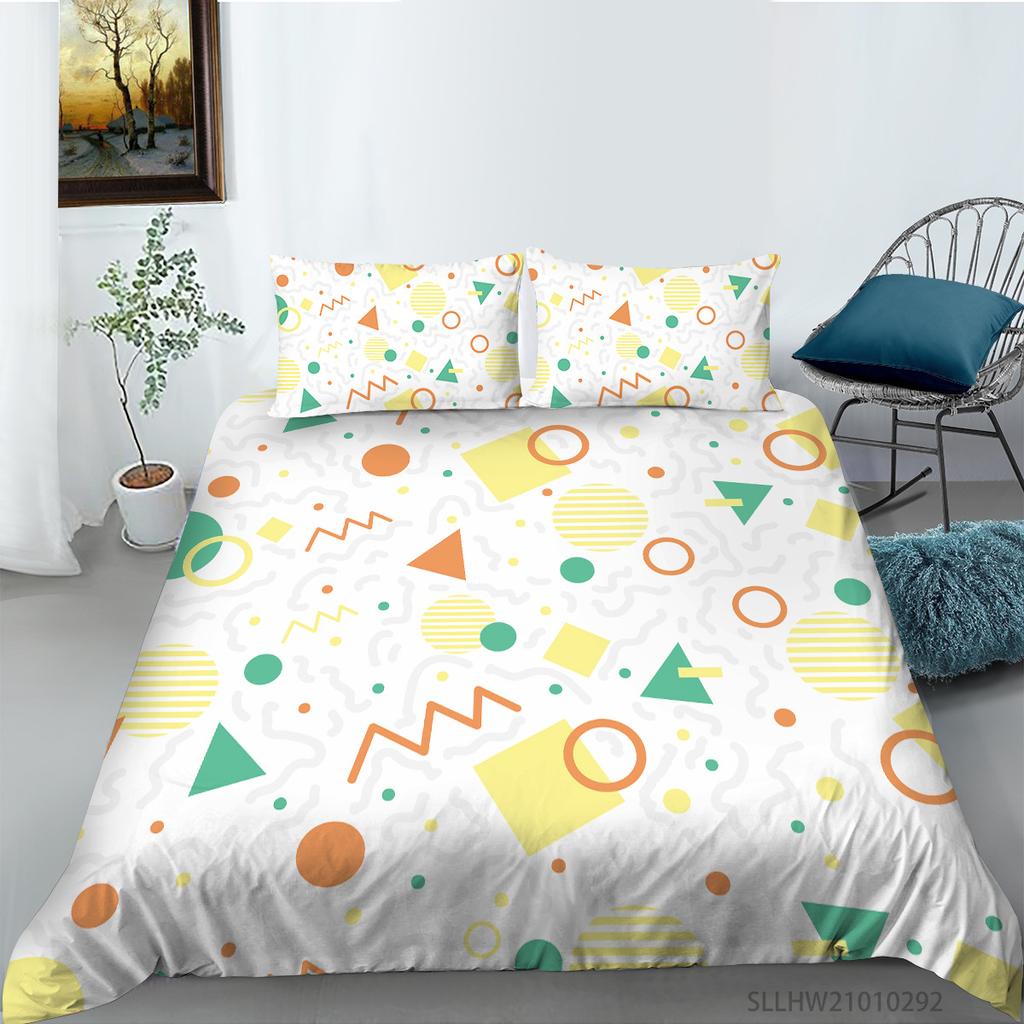 Abstract Geometric Pattern Digital Printing Quilt Cover Pillowcase Two Three Piece Set Polyester