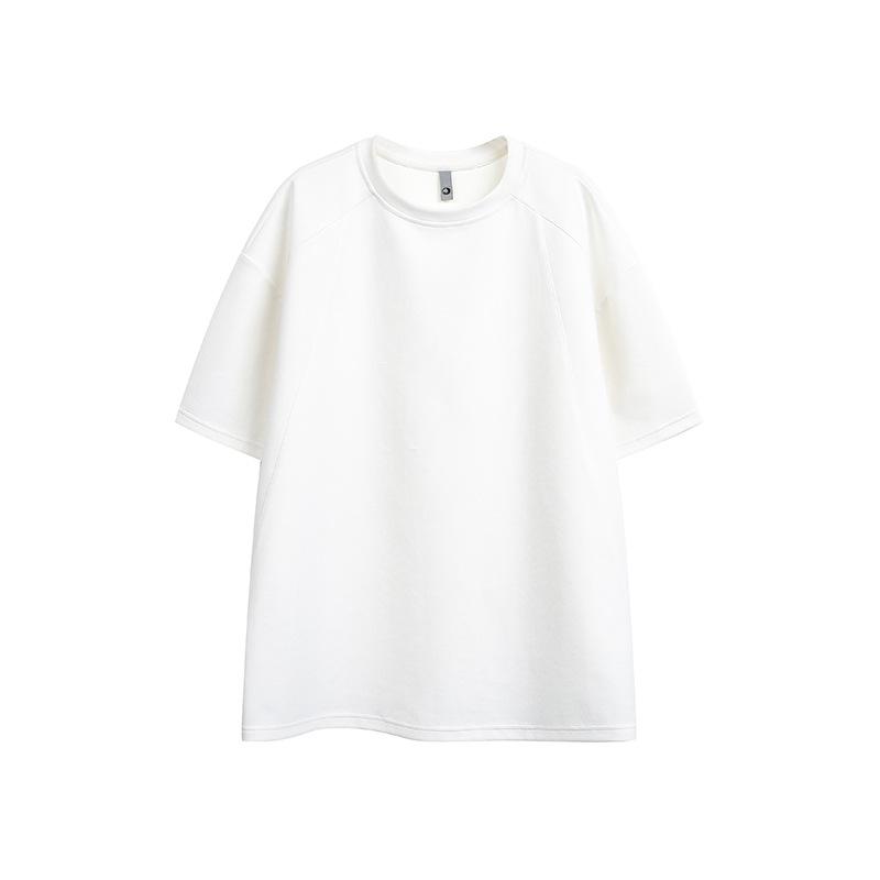Summer slack silhouette short-sleeved T-shirt men's loose round neck solid color simple casual 2026 trendy loose top