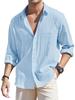 Men's Loose-Fit Long-Sleeve Cotton Linen Shirts for Men Business Casual Button Down Shirt Lightweight Breathable Vacation